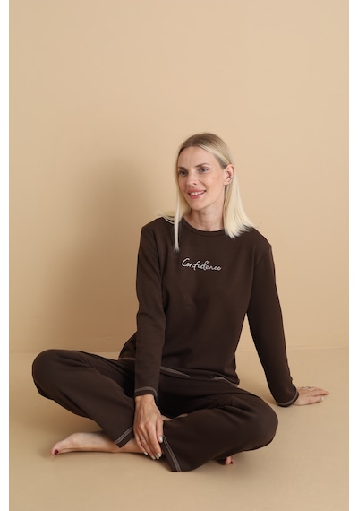Wordex Mirano 3200 Kadın Kışlık Spor Eşofman Pijama Takımı Kahve