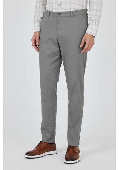 İmza Füme Gabardin Yan Cep Düz Paça Comfort Fit Pamuklu Casual Chino Pantolon 1003250121 Füme