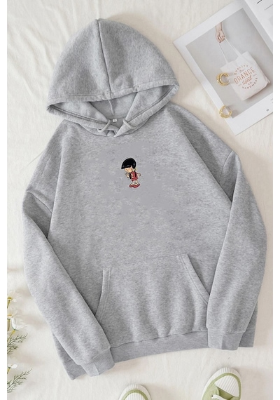 Uyguntarz Unisex Chen Üzümlü Kekim Baskılı Sweatshirt Gri