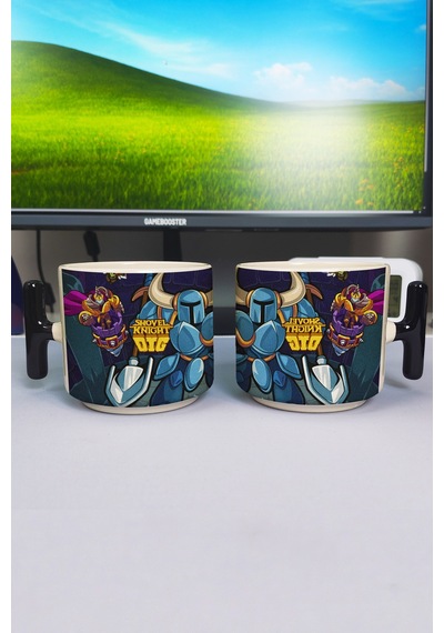 Shovel Knight Baskılı Seramik Lüks Kupa 1 Adet T Şeklinde Özel Siyah Kulp Dalga Kulp V2t Çok Renkli