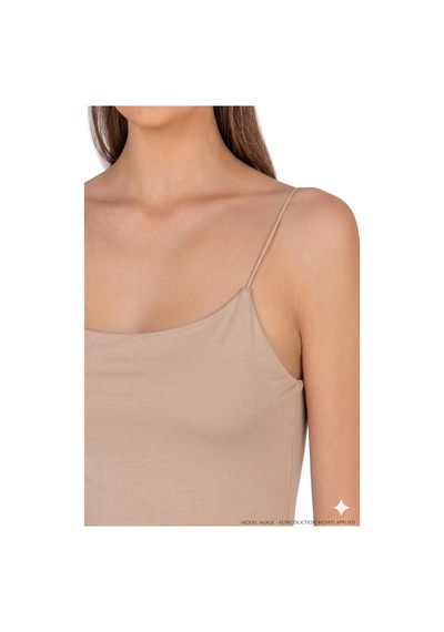 Lirona Kadın Tencel Modal Kumaş İnce İp Askılı Crop Top Body 3'lü Paket Bej