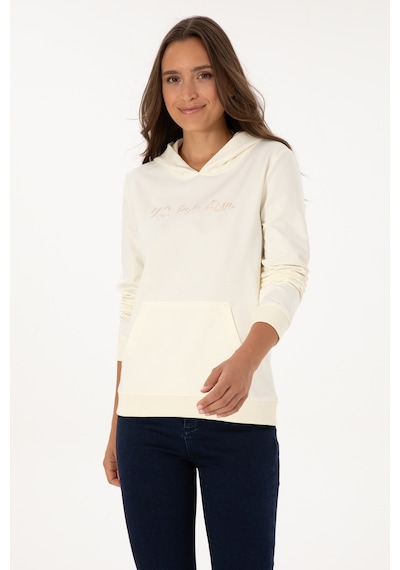 U.S. Polo Assn. Kadın Krem Kapüşonlu Sweatshırt 50313559-VR256
