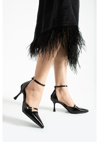 Dabab Shoes Elvora Kadın Siyah Sivri Burun 7 Cm İnce Topuklu Bilekten Bantlı Tokalı Rugan Klasik Ayakkabı Dabab Shoes Elvora Kadın Siyah Sivri Burun 7 Cm İnce Topuklu Bilekten Bantlı Tokalı Rugan Klasik Ayakkabı