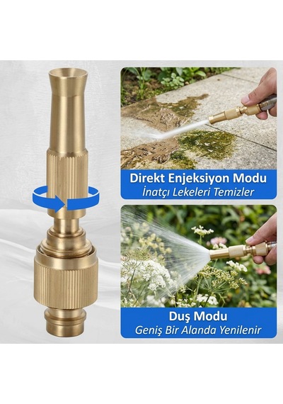 Yüksek Basınçlı Ayarlanabilir Hortum Başlığı Bakır Nipelli Tazikli Oto Yıkama Ve Bahçe Sulama Ucu 15 MM
