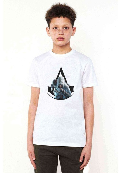 Tshirthane Assassins Creed Sanat Assassins Creed Baskılı Unisex Çocuk Beyaz