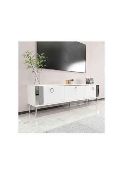 Terra 150 Cm Tv Ünitesi Tv Sehpası Beyaz-gümüş Beyaz-gümüş