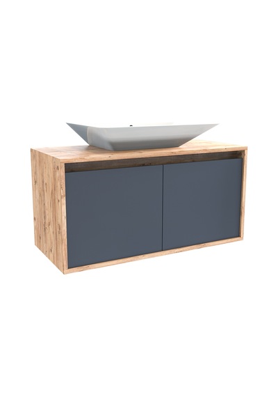 Banos Roomart 2 Kapaklı Lavabolu Ahşap-Antrasit Mdf 100 Cm Banyo Antrasit