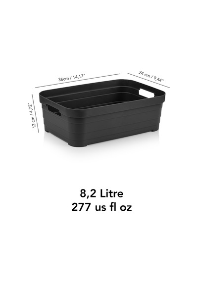 6 Adet Dekoratif Piramit Saklama Kutusu - Dolap İçi Düzenleyici Organizer Kutu 8,2 Litre Antrasit Antrasit