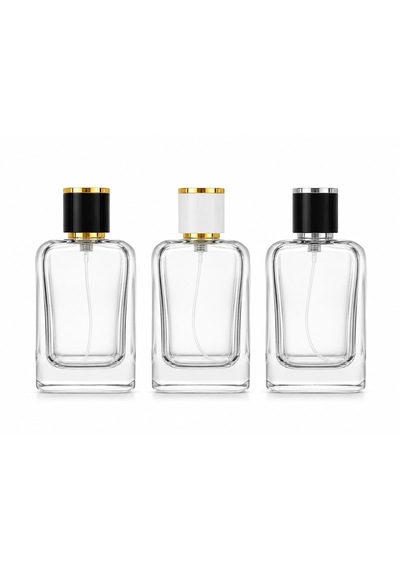 20 Adet Boş Cam Parfüm Şişe, 100 Ml, Klass Kare Model, Şeffaf, Geçmeli