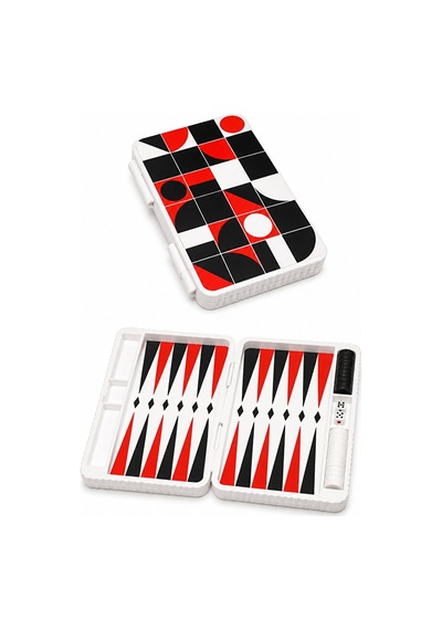 Mini Boy Geometrik Desenli Seyahat Tavlası Kapalı 13 X 22 Cm Açık