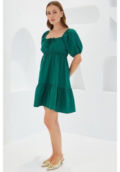 Bigdart 2351 Kloş Poplin Elbise - Y.zümrüt 2351bgd19-748-14892 001