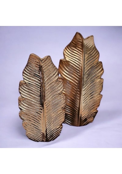 2'li Kaplama Yaprak Vazo Set Gaga-007 Bronz