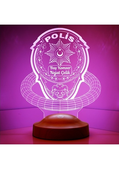 3D Led 3 Boyutlu Lamba Polis Hediyesi Kişiye Özel