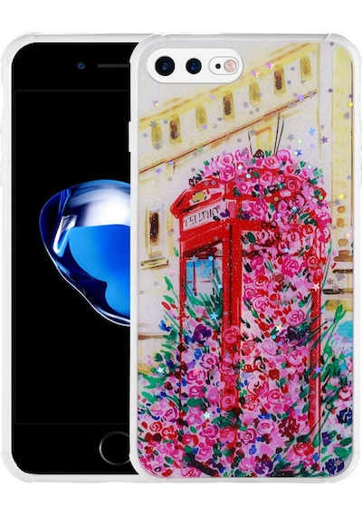 Apple iPhone Uyumlu 7 Plus Kılıf Simli Desenli Kamera Korumalı Parlak Popy Kapak - Kulübe Kulübe Kulübe