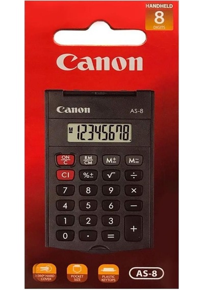 Canon As-8 Siyah 8 Haneli Kapaklı Cep Tipi Hesap Makinesi-151984 Diğer