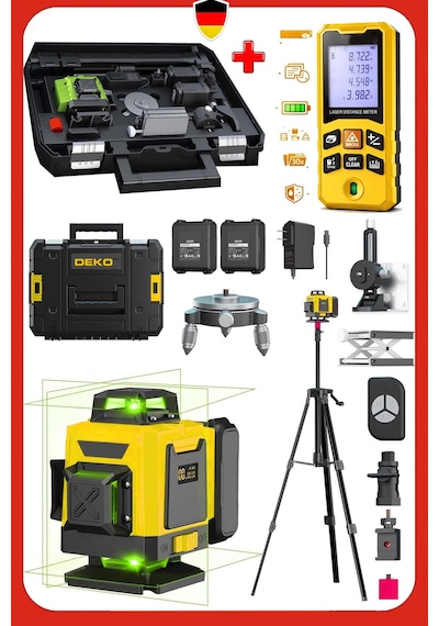 Deko Dk416cz 4d 16 Çizgi Yeşil Lazer Hizalama Terazili Tripot Seti + 50mt Otomatik Hizalama Set