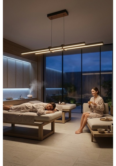 Cosmo 2 Silver Lineer Led Sarkıt Avize Kumandalı Dim Edilebilir Aşağı Işık Sarı Işık
