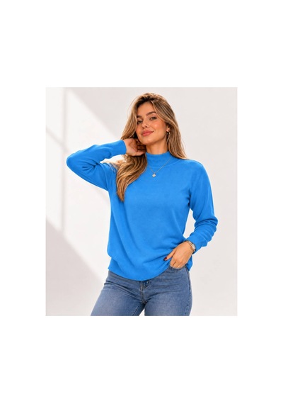 Hira Life Fashion Kadın Şık Tasarım Ve Yumuşak Dokulu Dik Yaka Triko Basic Kazak Bluz Mavi Mavi Hira Life Fashion Kadın Şık Tasarım Ve Yumuşak Dokulu Dik Yaka Triko Basic Kazak Bluz Mavi Mavi
