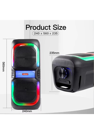 Bluetooth Ms2039 Hoparlör Rgb Led Işıklı Mikrofonlu Telefon, Aux, Radyo, Kareoke, Usb Bağlantı Bataryalı