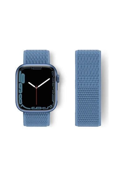 Apple Watch 42mm Uyumlu Hasırlı Cırtcırtlı Kordon - Mavi
