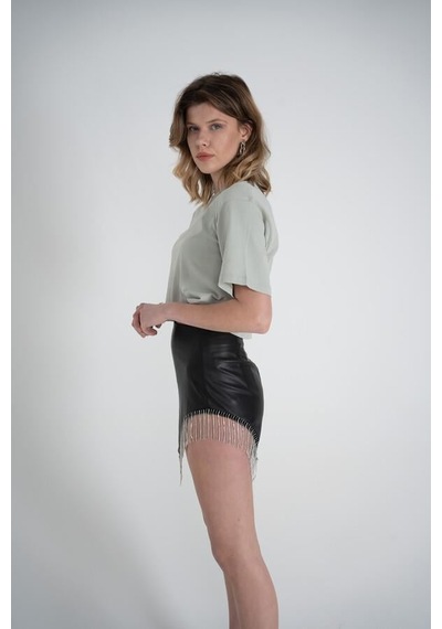 Holly Lolly Kısa Kol Bisiklet Yaka Basic Viole Tshirt Haki