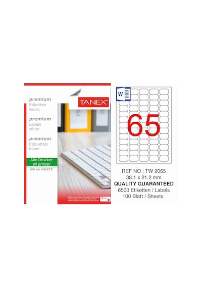 Tanex Tw-2065 Etiket 38.1 MM X 21.12 MM
