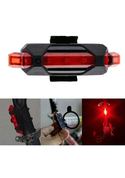Led Uyarıcı Lamba 4 Modlu Kırmızı Bisiklet Scooter Motosiklet Siyah