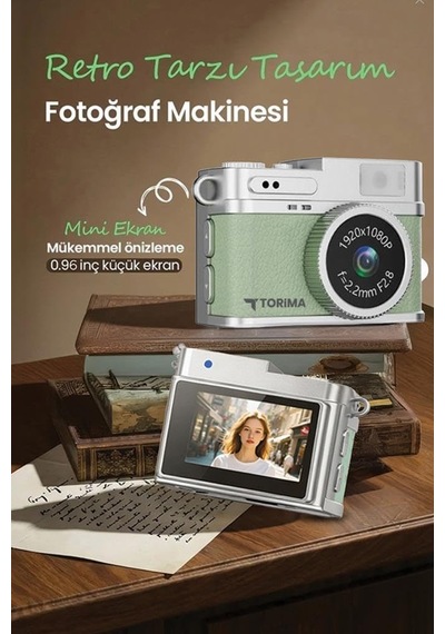 Mini Dijital Kamera Selfie Video Vlog Kamerası Mini Anahtarlık 1080p Cmr35 Açık Yeşil