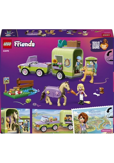 LEGO®  Friends At ve Tay Römorku Oyuncağı 42695-7 Yaş ve Üzeri Çocuklar için Minifigür İçeren Yaratıcı Oyuncak Yapım Seti(279Parça)