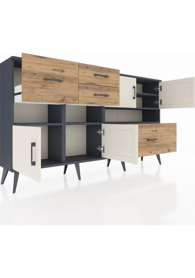 Arges Konsol 5 Raflı 4 Çekmeceli 4 Kapaklı 176x30x99 Antrasit-aytaşı/çam Aytası/atlas Çam - Antrasıt Arges Konsol 5 Raflı 4 Çekmeceli 4 Kapaklı 176x30x99 Antrasit-aytaşı/çam Aytası/atlas Çam - Antrasıt