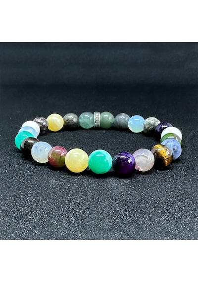 Yengeç Burcu Bilekliği 8mm Doğaltaş Bileklik - 16 Cm Çok Renkli