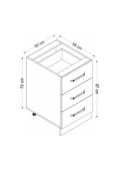 Minar Mutfak Alt Modül 3ç Nray 50cm Dolap Beyaz - B1
