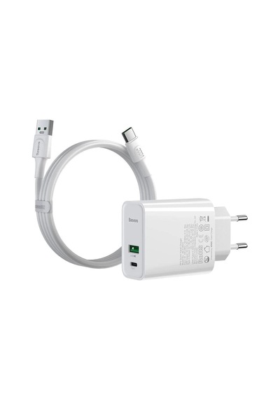 Baseus Speed Pps Vooc C+A Qc, Şarj & Data Aktarım Kablosu, Beyaz