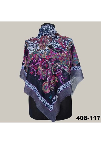 Soft İpek Etnik Desenli Flamlı Kotton Eşarp 408-117 Çok Renkli