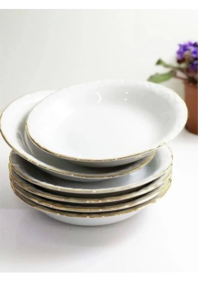 Porland A26037 Jade Gold Kenarlı Çukur Tabak 14 Cm 6 Lı