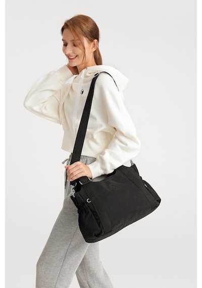 Smart Bags Günlük Orta Boy Su Geçirmez Krınkıl Kumaş Kadın Omuz Çantası Puantiye Siyah
