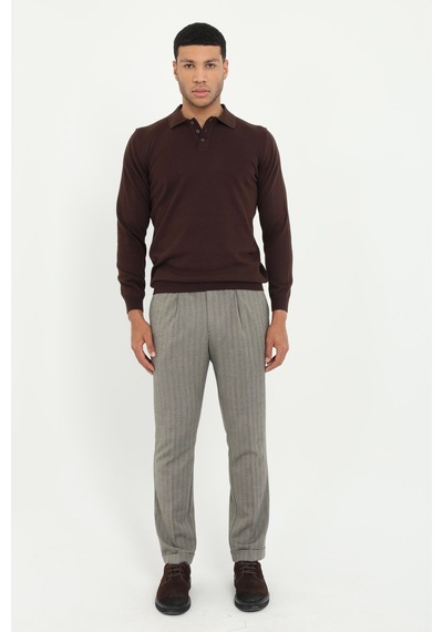 Dufy Erkek Regular Fit Polo Yaka Kahve Triko-19504