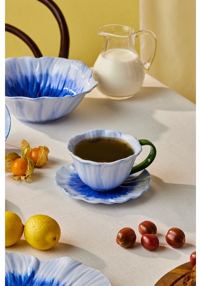 Karaca Bluebell Çay Fincanı Ve Tabağı 260 Ml Mavi