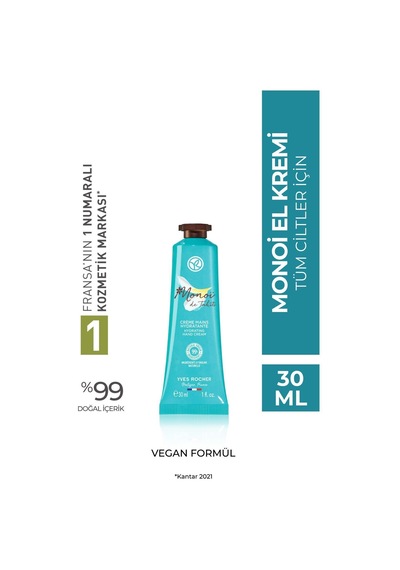 Yves Rocher Monoi Nemlendirici Besleyici El Kremi-tüm Ciltler- Monoi De Tahiti- Vegan-30ml