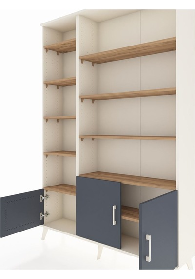 Arges Dolap 10 Raflı 3 Kapaklı 132x30x195 Aytaşı-antrasit/çam Aytaşı