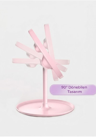 Ledli Yuvarlak Ayna Işıklı Mini Makyaj Aynası 3 Farklı Işık Modu 18 Cm Çok Renkli