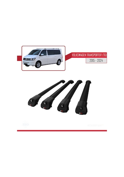 Volkswagen Transporter T6 2015 Ve Sonrası İle Uyumlu Ace-1 Ara Atkı Tavan Barı Siyah 4 Adet Bar