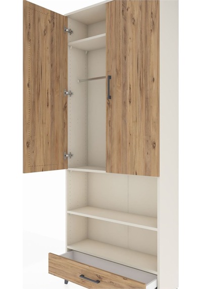 Arges Dolap 4 Raflı Tek Çekmeceli Tek Askılı 88x30x221 Aytaşı-çam Aytası