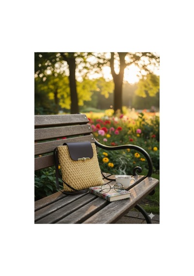Execanta Çapraz Çanta Kilitli İp Örme Hardal 20x22x53 Hardal
