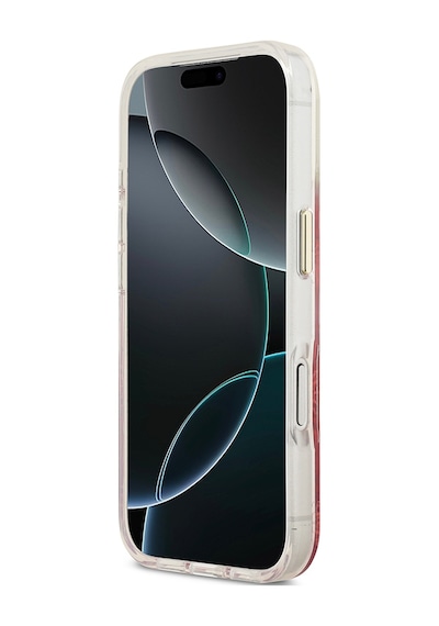 Apple Uyumlu iPhone 17 Pro Kılıf Guess Lisanslı M-safe Özellikli Simli Peony Desenli Silikon Kapak Pembe Pembe