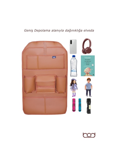 Bod Rodos Oto Koltuk Arkası Koruyucu Eşya Düzenleyici Araç İçi Organizer Taba