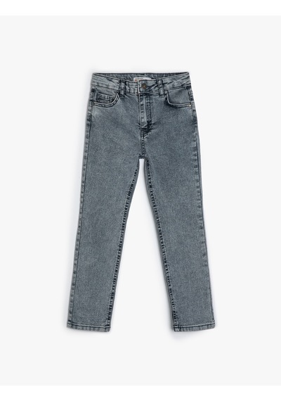 Koton Kot Pantolon Ayarlanabilir Lastikli Pamuklu - Slim Jean Lıght Indıgo 4skb40039td Açık Mavi