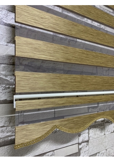 Bambu Kahve Renk Zebra Perde (Etekli)