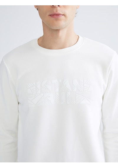 LC Waikiki Lc Waıkıkı Beyaz Bisiklet Yaka Uzun Kollu Sweatshirt