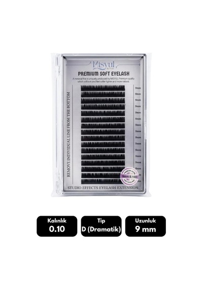 Misyul 0.10d Dramatik Kıvrım 9 Mm Soft Eyelash Doğal İpek Kirpik 16'lı